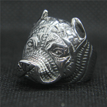 Drop Ship Cool Size 7-14 God of War Dog Head Ring 316L Stainless Steel Mens Bull Dog Ring 2024 - buy cheap