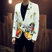 2021 New Spring Retro Northeast Flowers Suit England Men's Casual Slim Suits Jacket Plus Size Singer Blazers Costumes Clothing 2024 - buy cheap