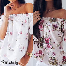 Mulheres Tops Manga longa Fora Do Ombro Praia Cover Up Tops Vest Blusa Rosa Flor Imprimir Praia Colheita Camisa Cropped Barra pescoço Blusas 2024 - compre barato