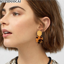 Kuziduocai 2019 New Fashion Jewelry Bohe Punk Metal Acetate fiber Colorful Geometric Polygon Statement Drop Earrings For Women 2024 - buy cheap