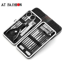 18 Pcs Stainless Steel Nail Clipper Cutter Trimmer Grooming Kit Manicure Pedicure Toe Nail Tools Set With Pu Case 2024 - buy cheap