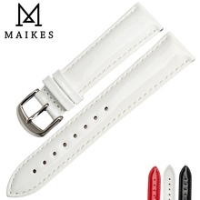 MAIKES New Design 12mm 14mm 16mm 18mm 20mm White Soft Watch Strap Shine Patent Leather Watchbands Genuine Leather Watch Band 2024 - buy cheap