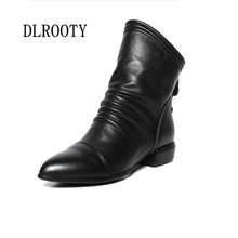 Women Ankle Martin Boots 2018 Autumn Female Casual Shoes Woman Flat Fashion Platform Pointed Toe Zipper Solid Plus Size 2024 - buy cheap