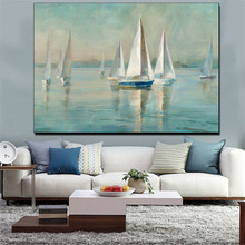Drop-shipping Modern Wall Art Canvas Seascape Poster Nordic Wall Picture for Living Room Boat Sea Canvas Painting Unframed 2024 - buy cheap