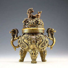 Antique China Rare Copper Dragon Tiger Incense Burner 2024 - buy cheap