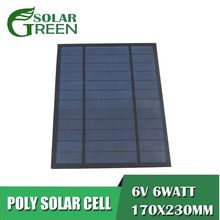 Painel solar de alta potência, 6w, 6v dc, silício policristalino, faça você mesmo, carregador de bateria, 1000ma, 6w, módulo epóxi padrão, mini brinquedo de célula solar 2024 - compre barato