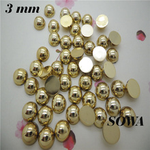 3mm Gold/Silver Color 10000Pcs/lot  Craft ABS Resin Flatback Half Round Pearls Scrapbook Beads For DIY Jewelry Accessories 2024 - buy cheap
