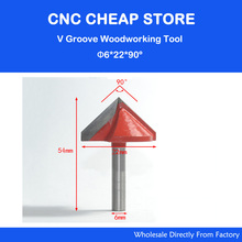 Free Shipping Router CNC Engraving V Groove Bit 6mm x 22mm x 90 Degree 2024 - buy cheap