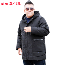 Новое поступление, высокое качество, мужская куртка, очень большая, с капюшоном, модная, толстая, белая, на утином пуху, свободная, повседневная куртка, плюс размер, XL-11XL12XL13XL 2024 - купить недорого