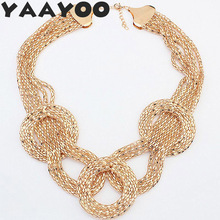 YAAYOO Trendy Women Multi Layer Chain Necklace Yellow Color Statement Necklaces & Pendants Collar Jewelry For Gift Party NL308 2024 - buy cheap