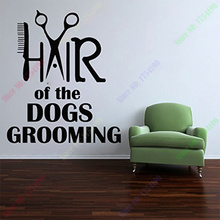 Pet Shop Vinyl Wall Decal Quote Hair Of Dog Grooming Salon Decal Comb Scissors Wall Sticker Pet Salon Grooming Salon Decoration 2024 - buy cheap