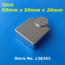Wholesale 3pcs Super Strong Neodymium Square Block Magnets 50mm x 50mm x 20mm N35 Rare Earth NdFeB Cuboid Magnet 2024 - buy cheap