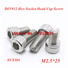 300pcs M2.5*25 Hex socket head cap screw, DIN912 304 stainless steel Hexagon Allen cylinder bolt, cup screws 2024 - buy cheap