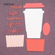 Panfelou copo de café emendado, molde de papel de corte para scrapbooking artesanal/diy, cartões de molde de gravação de páscoa 2024 - compre barato