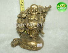 Bi00756 estátua de cadeira de dragão em bronze chinês riqueza dinheiro feliz buda maitreya risonho 2024 - compre barato