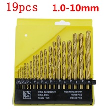 1-10mm  Twist Drill Bit Set High Speed Steel Titanium Punch Drill HSS Titanium Coated Drill Wood Working Tool 19Pcs /Set 2024 - buy cheap