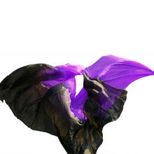 100% Silk Belly Dance Veil Belly Dance Silk Shawl Scarf  Black+Purple Belly Dance Practice Performance Silk Veils 250/270*114cm 2024 - buy cheap