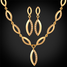 Conjunto de pendientes de collar para mujer, joyería de moda, venta al por mayor, juego de joyas de fiesta Vintage de Color dorado NE1057 2024 - compra barato