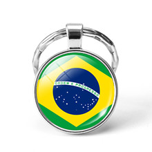 2019 Newest Metal Football World Cup Keychain Brazil / Belgium / Australia / Panama / Egypt National Flag Glass Cabochon Keyring 2024 - buy cheap