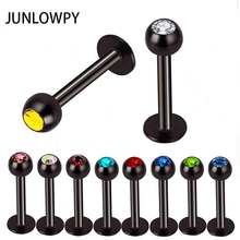 TIANCIFBYJS Black Tragus Lip Bar 100pcs/lot 1.2*8*3mm Fashion Stainless Steel Body Jewelry Lip piercing Tragus Helix Labret Ring 2024 - buy cheap