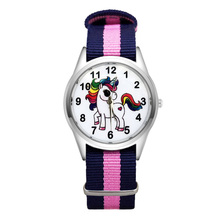 Reloj de pulsera de cuarzo con diseño de unicornio para mujer, niña, estudiante, niño y niña, con correa de nailon, Clcok JC58 2024 - compra barato