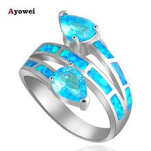 Blue Zircon jewelry for women Blue fire Opal Silver Stamped fashion jewelry Rings USA Size #6#6.5#7#7.5#8.5#9 OR718A 2024 - buy cheap