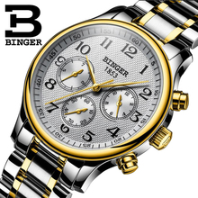 BINGER-relojes mecánicos de acero inoxidable para hombre, accesorio masculino de marca de lujo, seis agujas, tres esferas pequeñas, automático 2024 - compra barato