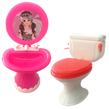 NK 2pcs/set 1 Closestool +1 Washbasin Toilet Wash Devices For Barbie Doll & Kelly Doll's House Furniture Doll Accessories 2024 - buy cheap