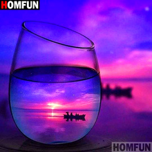 Homfun полный квадрат/круглая дрель 5D DIY Алмазная картина "чашка закат пейзаж" 3D вышивка крестиком домашний Декор подарок A11804 2024 - купить недорого