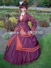 1800s викторианское платье-1867 прогулочный костюм для путешествий-1860s платье для гражданских войн юбка куртка лиф костюмы для периода 2024 - купить недорого