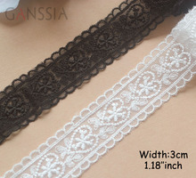 1yrd/lot Width:3.0cm Exquisite heart design mesh lace for garment,black&ivory white cotton embroidered lace for sewing (ss-563) 2024 - buy cheap