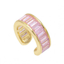 1 piece no piercing clip on earring bezel baguette pastel rainbow cz circle ear cuff earrings for women 2024 - buy cheap