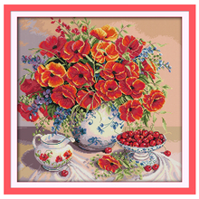 Poppy and Cherry Patterns Counted Cross Stitch 11CT 14CT Cross Stitch Sets Chinese Cross-stitch Kits Embroidery Needlework 2024 - buy cheap