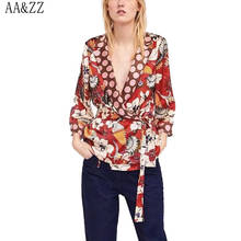 AA&ZZ New Women Floral Polka Dot Print Blouse Shirts Elegant Bow Tie Lapel Long Sleeve Shirt Casual Brand Tops Blusas Feminina 2024 - buy cheap