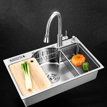 Kitchen Sink stainless steel single bowl above counter or sinks 1.2mm brushed sinks kitchen, with faucet, above counter or undermount 2024 - buy cheap