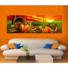 3 piece Modular Wall Paintings Golden Pumpkin Fruits Poster and Prints on Canvas Oil Painting Wall Art for Kitchen Room Decor 2024 - buy cheap