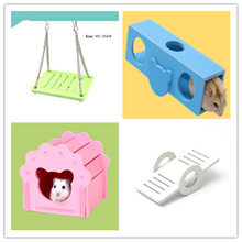 Hamster balanço, dispositivo de suspensão, gaiola de madeira, acessórios, divertido, mouse, brinquedo de arco-íris, deslocamento 2024 - compre barato