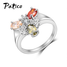 Luxury 925 Sterling Silver Promise Rings Bridal Wedding Jewelry Multicolor Cubic Zircon Anniversary Jewelry for Women 2024 - buy cheap