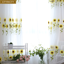 CITYINCITY  SunshineFloral Transparent 3D Curtains Tulle  Voile For Bedroom Livingroom Windows Kitchen Sheer Customized 2024 - buy cheap