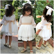 Lace Short Sleeve Girls Dress Floral Print Summer Bow-knot Princess Dress Toddler Party Wedding Kids Dresses For Girls 2019 NEW 2024 - buy cheap