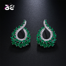 Be 8 Hot Sale Leaf Shaped Statement Earring ,  AAA Cubic Zirconia Crystal Stud Earrings for Women Earring Fashion Jewelry E456 2024 - buy cheap