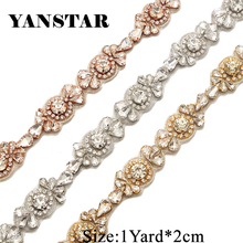 YANSTAR Wholesale Rhinestones Trim Iron On Wedding Dresses Belt  Rhinetones Clear Rose Gold CrystalYS926 2024 - buy cheap