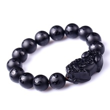 Natural Black Obsidian Matte Pixiu Beaded Bracelet Brave Troops Six Word Mantra Bead Bangle DIY Bracelets For Men Women Jewelry 2024 - buy cheap
