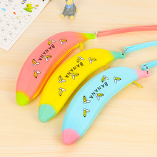 Simple Creative Banana Green Onion Student Pencil Bag Super Cute Silicone Large Capacity Female Pencil Case Purse Paw Bag 2024 - buy cheap