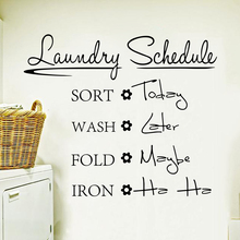 Laundry Schedule Wash Sort Fold Iron Quote Wall Sticker Washing Room Bathroom Laundry Room Lettering Wall Decal Vinyl Decor 2024 - buy cheap