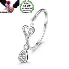 OMHXZJ Wholesale Personality Fashion OL Woman Girl Party Wedding Gift Heart Tassel Open AAA Zircon 18KT White Gold Ring RN93 2024 - buy cheap