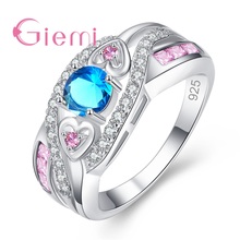 Bridal CZ Cubic Zircon Ring Big Blue Stone 925 Sterling Silver Love Finger Rings for Women Metal Knuckle Ring Wedding Jewellry 2024 - buy cheap