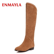 ENMAYLA/Классическая обувь на молнии с круглым носком; Zapatos De Mujer; Женские зимние сапоги до колена на плоской подошве; Size34-40 ZYL1901 2024 - купить недорого