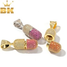 THE BLING KING Fashion Openable Mix Colorful Bottle Shape Necklace Pendant Full Iced Cubic Zirconia Mens Hiphop Jewelry Gifts 2024 - buy cheap