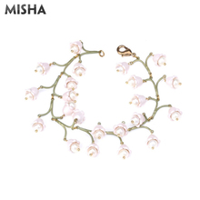 MISHA Fashion Bracelet For Women Flowers Women Enamel Glaze Bracelet Bridal Jewelry Natural Pearl Bracelet Ladies Gift 1875 2024 - buy cheap